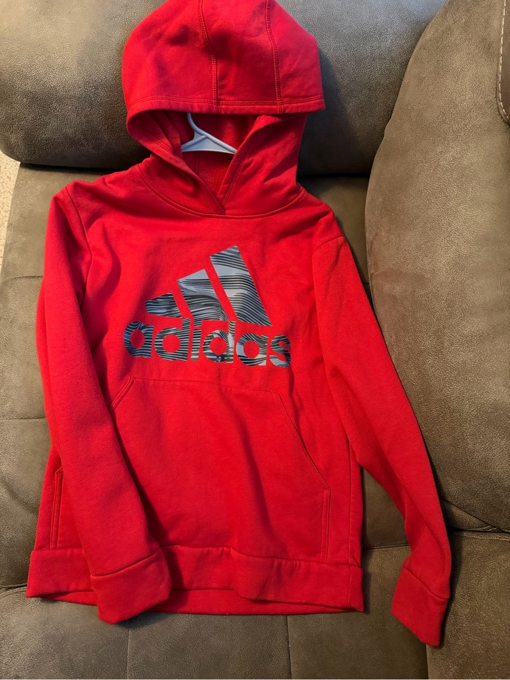 adidas Red Pullover Hoodie with Graphic Logo